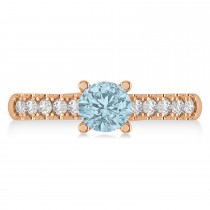 Aquamarine & Diamond Accented Pre-Set Engagement Ring 14k Rose Gold (1.05ct)
