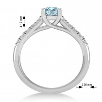 Aquamarine & Diamond Accented Pre-Set Engagement Ring 14k White Gold (1.05ct)