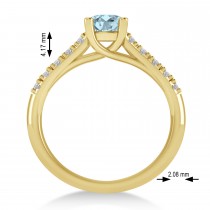 Aquamarine & Diamond Accented Pre-Set Engagement Ring 14k Yellow Gold (1.05ct)
