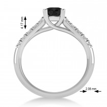 Black & White Diamond Accented Pre-Set Engagement Ring 14k White Gold (1.05ct)