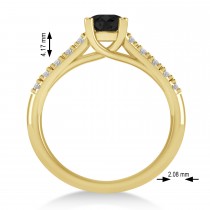 Black & White Diamond Accented Pre-Set Engagement Ring 14k Yellow Gold (1.05ct)