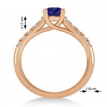 Blue Sapphire & Diamond Accented Pre-Set Engagement Ring 14k Rose Gold (1.05ct)