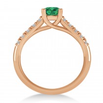 Emerald & Diamond Accented Pre-Set Engagement Ring 14k Rose Gold (1.05ct)