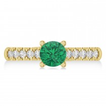 Emerald & Diamond Accented Pre-Set Engagement Ring 14k Yellow Gold (1.05ct)