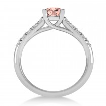 Morganite & Diamond Accented Pre-Set Engagement Ring 14k White Gold (1.05ct)