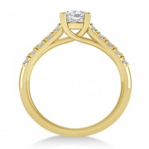 Moissanite & Diamond Accented Pre-Set Engagement Ring 14k Yellow Gold (1.05ct)