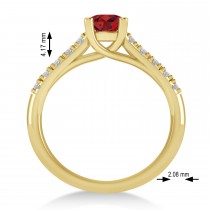 Ruby & Diamond Accented Pre-Set Engagement Ring 14k Yellow Gold (1.05ct)