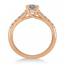Salt & Pepper & White Diamond Accented Pre-Set Engagement Ring 14k Rose Gold (1.05ct)