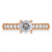 Salt & Pepper & White Diamond Accented Pre-Set Engagement Ring 14k Rose Gold (1.05ct)