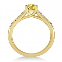 Yellow & White Diamond Accented Pre-Set Engagement Ring 14k Yellow Gold (1.05ct)