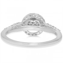 Diamond Cluster Halo Engagement Ring Bridal Set 14K White Gold 0.66ct
