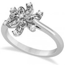 Small Diamond Snowflake Shaped Fashion Ring 14k White Gold (0.10ctw)