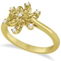 Small Diamond Snowflake Shaped Fashion Ring 14k Yellow Gold (0.10ctw)
