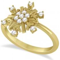 Large Diamond Snowflake Shaped Fashion Ring 14k Yellow Gold (0.20ctw)