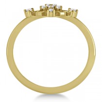 Large Diamond Snowflake Shaped Fashion Ring 14k Yellow Gold (0.20ctw)
