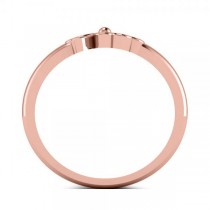 Heart Clover Fashion Ring in Plain Metal 14k Rose Gold