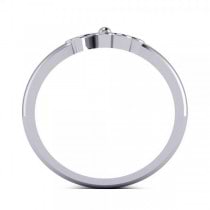 Heart Clover Fashion Ring in Plain Metal 14k White Gold