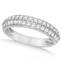 Halo Diamond Engagement Ring & Half Eternity Band 14k White Gold 1.90ct