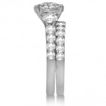 Diamond Bridal Set Halo Engagement Ring & Band 14k White Gold 3.02ct