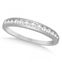 3 Stone Engagement Ring & Diamond Band Bridal Set 14K W. Gold 1.03ct