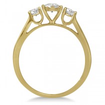 3 Stone Engagement Ring & Diamond Band Bridal Set 14K Y. Gold 1.03ct