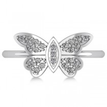 Butterfly Ring Diamond Accented 14k White Gold (0.23ct)