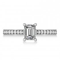 Emerald-Cut Diamond Pre-Set Engagement Ring 14k White Gold (1.09ct)