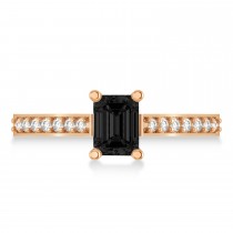 Black & White Emerald-Cut Diamond Pre-Set Engagement Ring 14k Rose Gold (1.09ct)