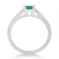 Emerald & Emerald-Cut Diamond Pre-Set Engagement Ring 14k White Gold (1.09ct)