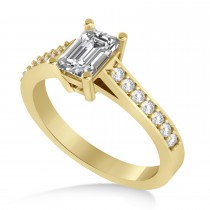 Lab Grown Emerald-Cut Diamond Pre-Set Engagement Ring 14k Yellow Gold (1.09ct)