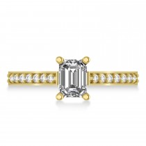 Lab Grown Emerald-Cut Diamond Pre-Set Engagement Ring 14k Yellow Gold (1.09ct)