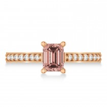 Morganite & Emerald-Cut Diamond Pre-Set Engagement Ring 14k Rose Gold (1.09ct)