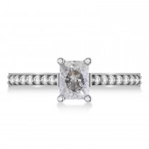 Salt & Pepper & White Emerald-Cut Diamond Pre-Set Engagement Ring 14k White Gold (1.09ct)