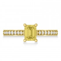 Yellow & White Emerald-Cut Diamond Pre-Set Engagement Ring 14k Yellow Gold (1.09ct)