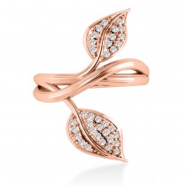 Diamond Accented Leaf Ring 14k Rose Gold (0.35ct)