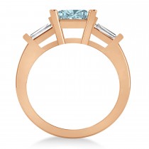 Aquamarine & Diamond Three-Stone Radiant Ring 14k Rose Gold (2.12ct)