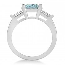 Aquamarine & Diamond Three-Stone Radiant Ring 14k White Gold (2.12ct)