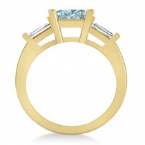 Aquamarine & Diamond Three-Stone Radiant Ring 14k Yellow Gold (2.12ct)