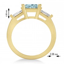 Aquamarine & Diamond Three-Stone Radiant Ring 14k Yellow Gold (2.12ct)