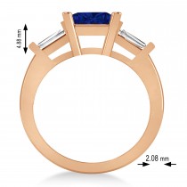 Blue Sapphire & Diamond Three-Stone Radiant Ring 14k Rose Gold (2.12ct)