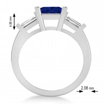 Blue Sapphire & Diamond Three-Stone Radiant Ring 14k White Gold (2.12ct)