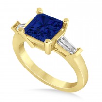 Blue Sapphire & Diamond Three-Stone Radiant Ring 14k Yellow Gold (2.12ct)