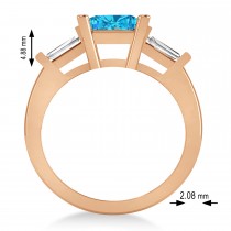 Blue Topaz & Diamond Three-Stone Radiant Ring 14k Rose Gold (2.12ct)