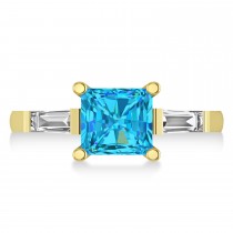 Blue Topaz & Diamond Three-Stone Radiant Ring 14k Yellow Gold (2.12ct)