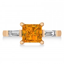 Citrine & Diamond Three-Stone Radiant Ring 14k Rose Gold (2.12ct)