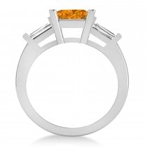 Citrine & Diamond Three-Stone Radiant Ring 14k White Gold (2.12ct)