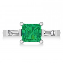 Emerald & Diamond Three-Stone Radiant Ring 14k White Gold (2.12ct)