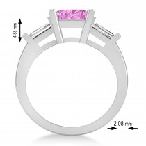 Pink Sapphire & Diamond Three-Stone Radiant Ring 14k White Gold (2.12ct)