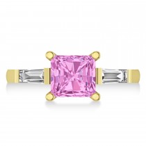 Pink Sapphire & Diamond Three-Stone Radiant Ring 14k Yellow Gold (2.12ct)