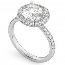 Round Halo Diamond Engagement Ring 18K White Gold (2.50ct)